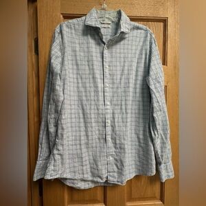 Suitsupply Men Dress Shirt Plaid Blue Long Sleeve Egyptian Cotton Slim 42/16 1/2